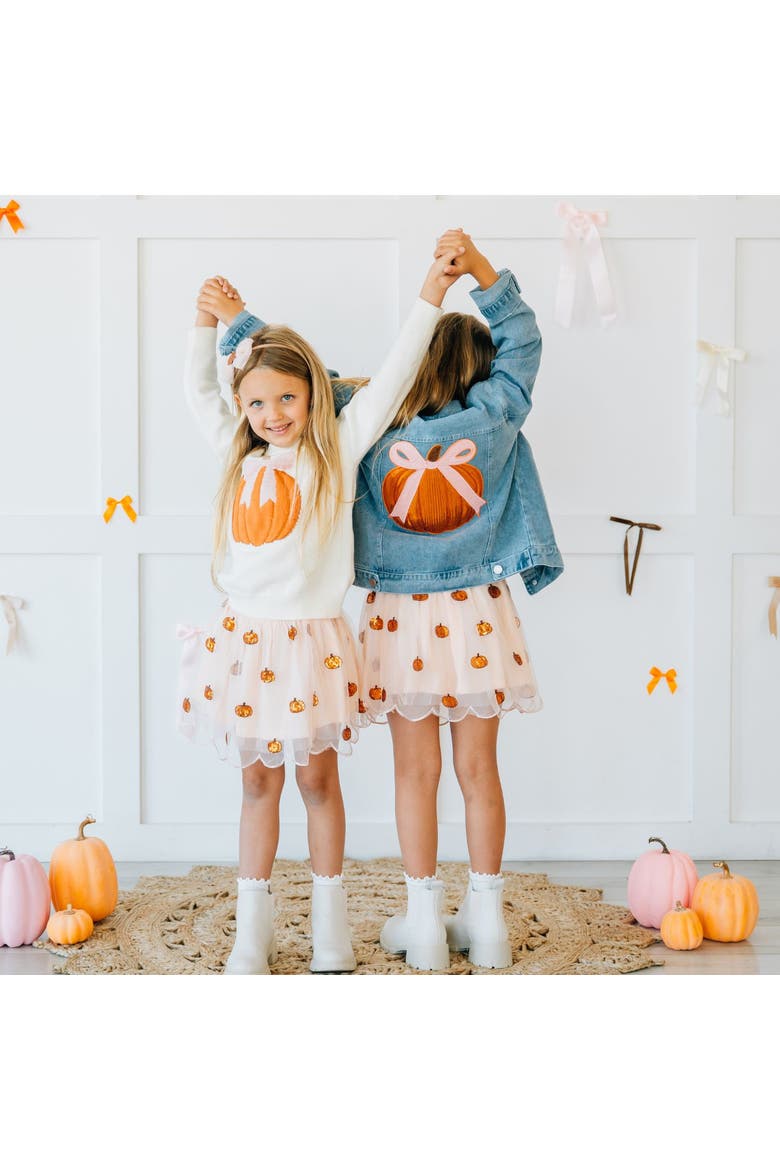 Pumpkin Sequin Patch Denim Jacket, Alternate, color, Denim