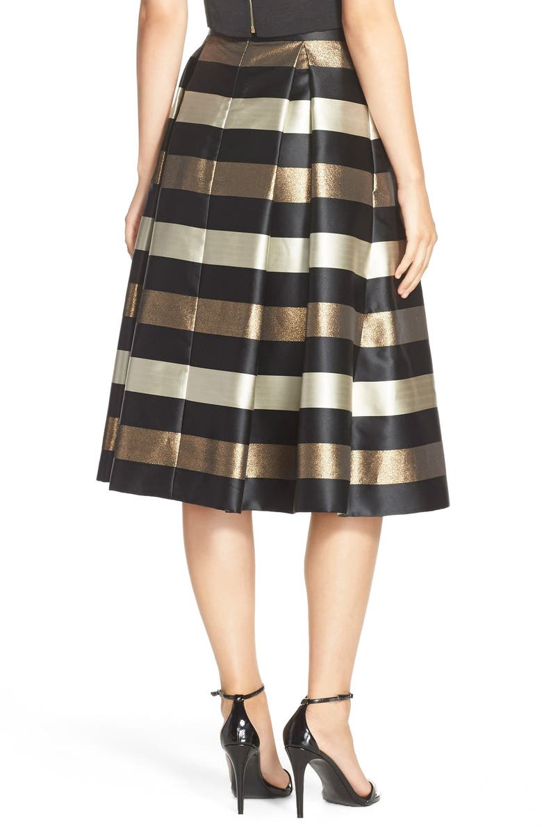Eliza J Metallic Stripe Jacquard Skirt, Alternate, color,