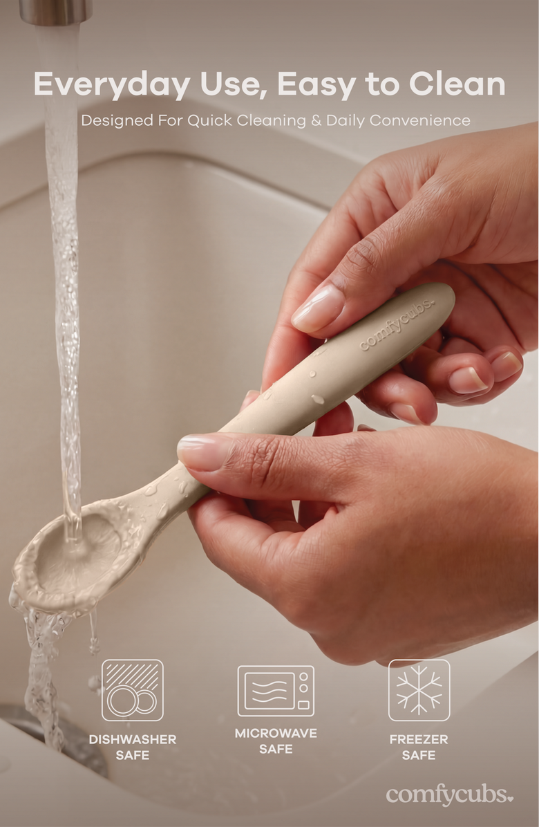 Comfy Cubs Silicone Baby Spoons Set, 6 Pack, Alternate, color, Sand Pack