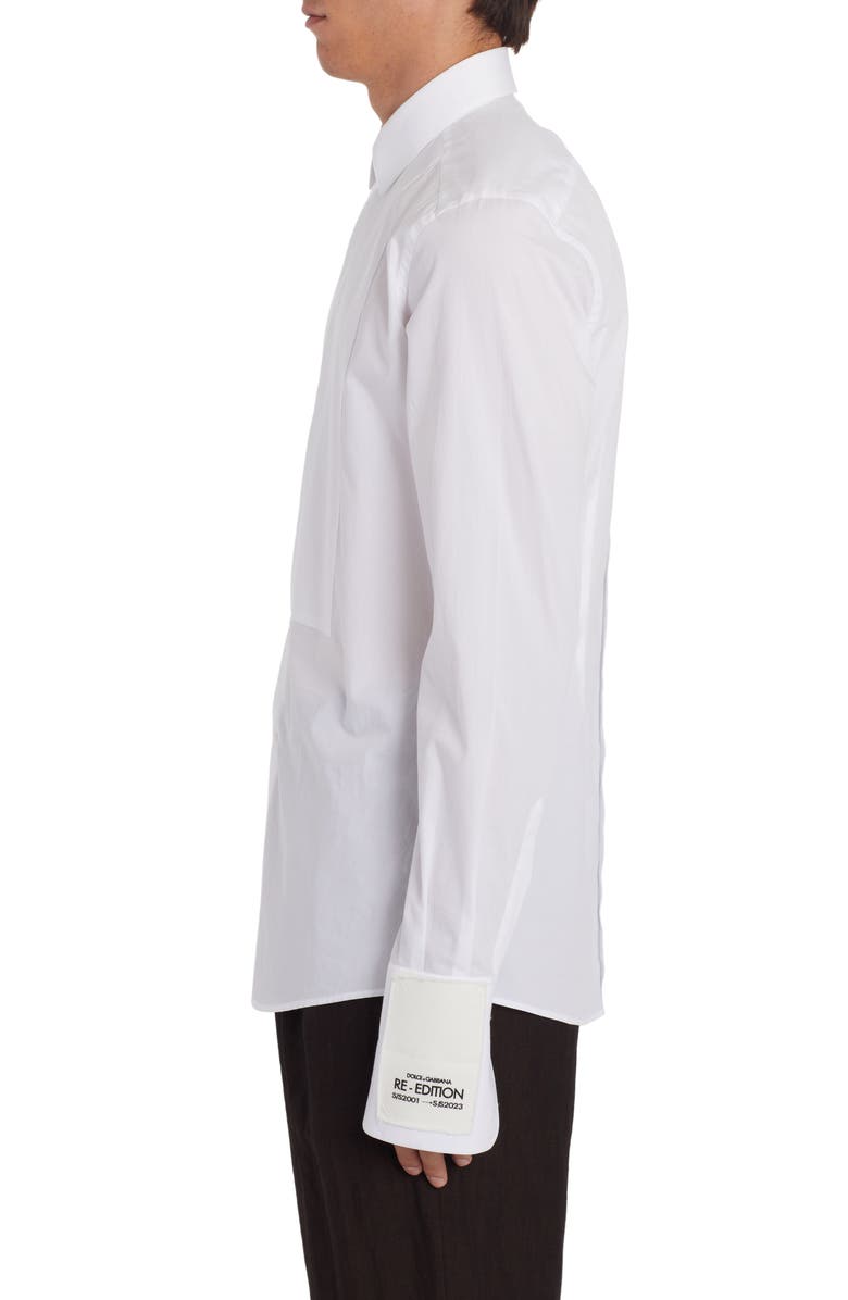 Dolce&Gabbana Cotton Poplin Tuxedo Shirt, Alternate, color, White