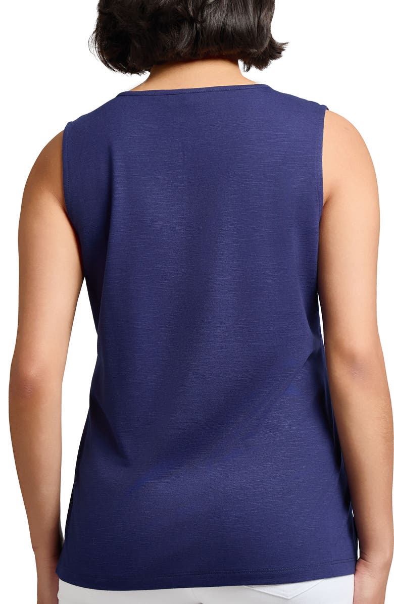 Jones New York Embroidered Split Neck Slubbed Tank, Alternate, color, 