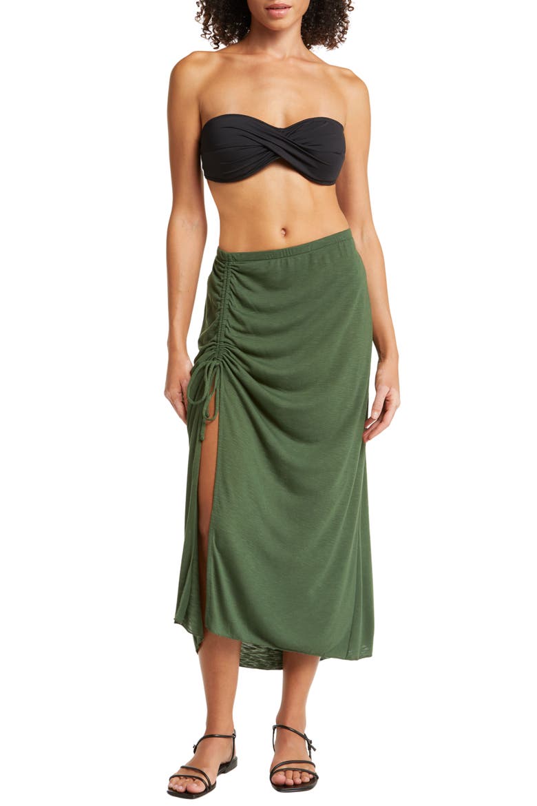 Breezy Basics Drawstring Side Maxi Skirt, Main, color, CACTUS