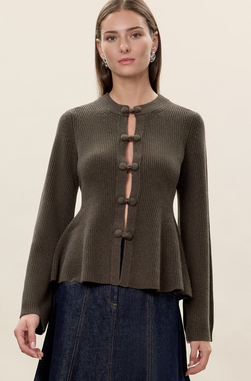Rebecca Taylor Rhea Knit Peplum Cardi In Gray