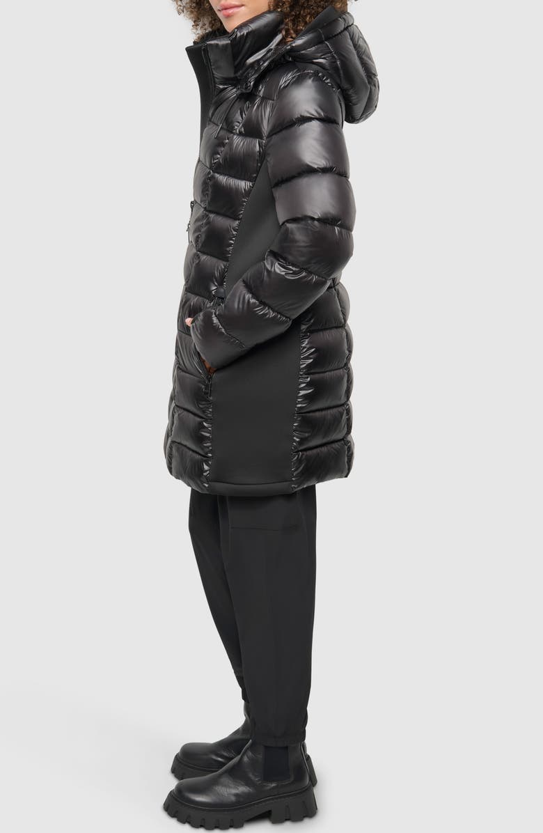 DKNY Mixed Media Packable Coat, Alternate, color, 