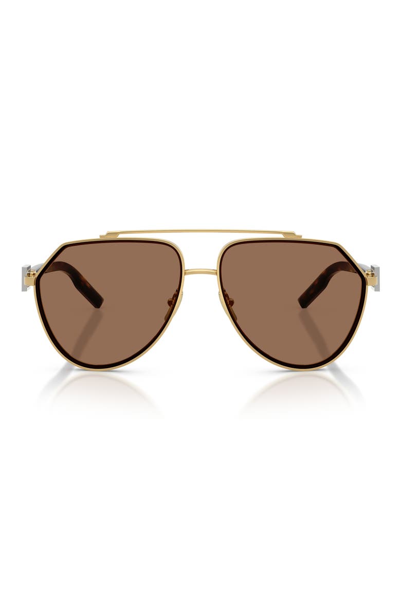 62mm Oversize Pilot Sunglasses, Main, color, GOLD/DARK BROWN