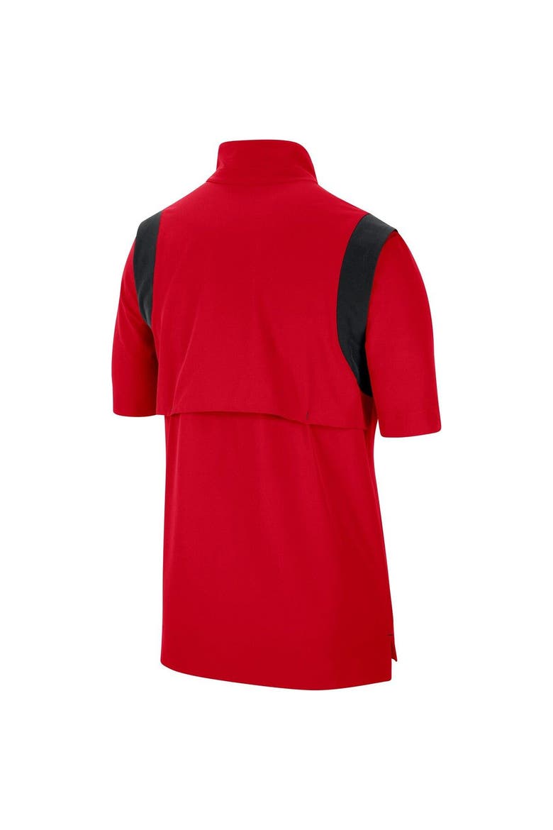 Men's Nike Scarlet Ohio State Buckeyes Coach Short Sleeve Quarter-Zip Jacket, Alternate, color, Scarlet