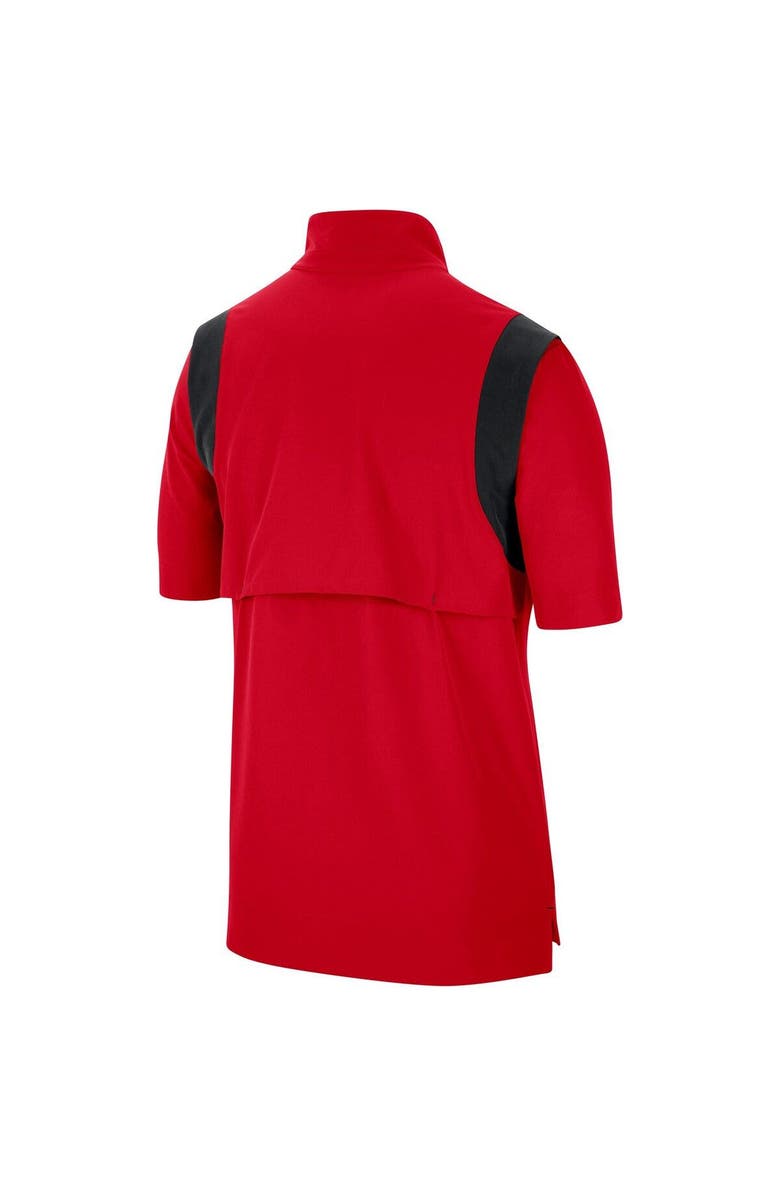 Nike Men's Nike Scarlet Ohio State Buckeyes Coach Short Sleeve Quarter-Zip Jacket, Alternate, color, Scarlet