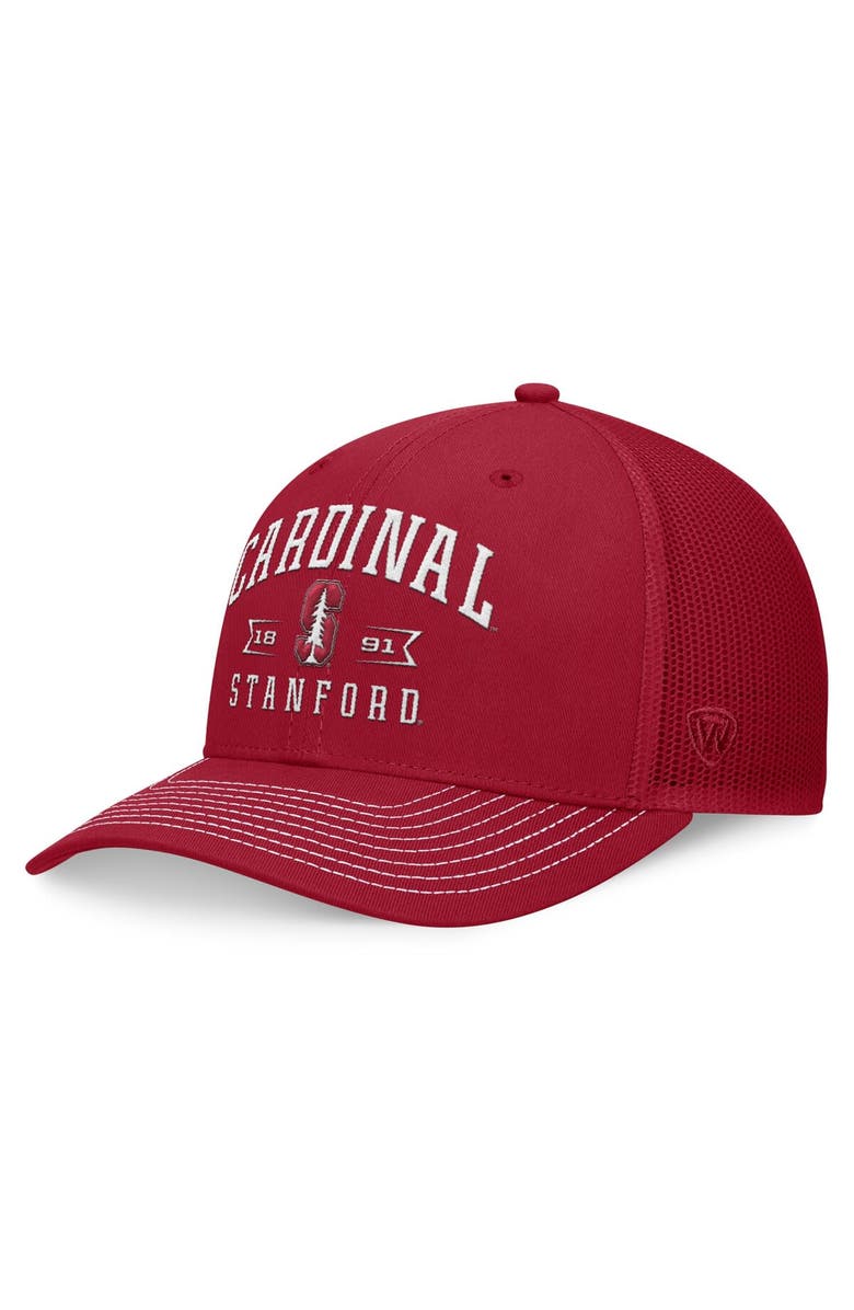 TOP OF THE WORLD Men's Top of the World Cardinal Stanford Cardinal Carson Trucker Adjustable Hat, Main, color, 