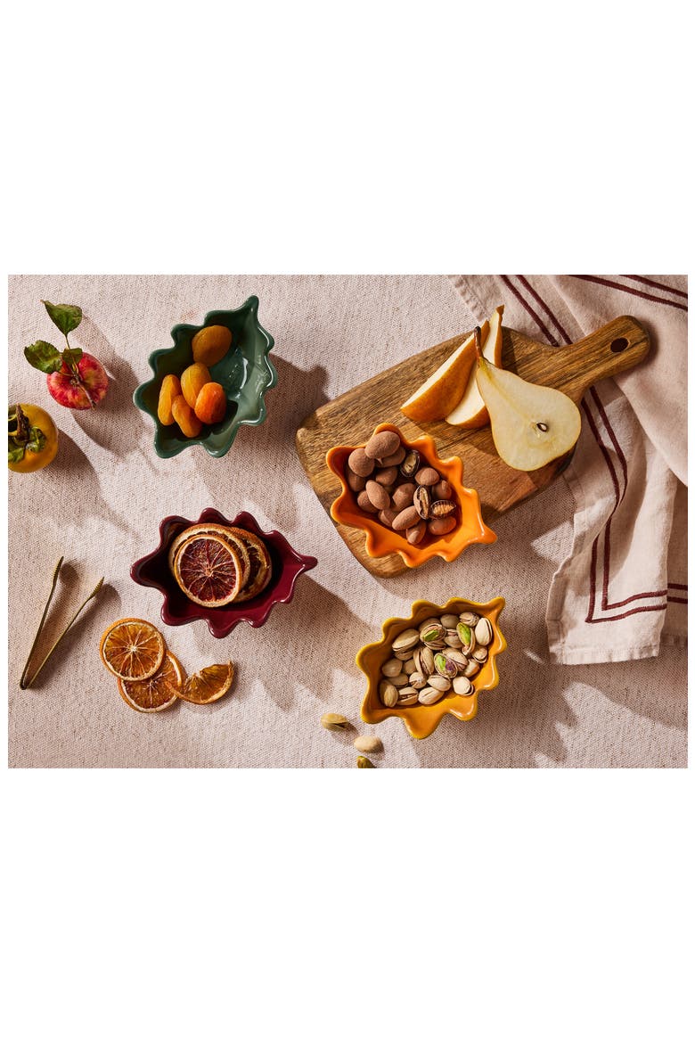 4-Piece Set Mini French Leaf Bowls, Alternate, color, ORANGE MULTICOLOR