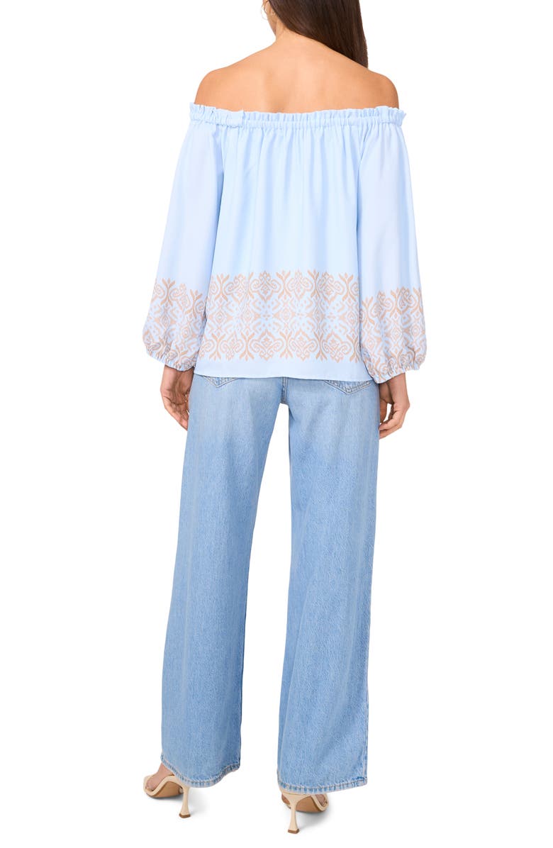 Vince Camuto Border Print Off the Shoulder Top, Alternate, color, Frozen