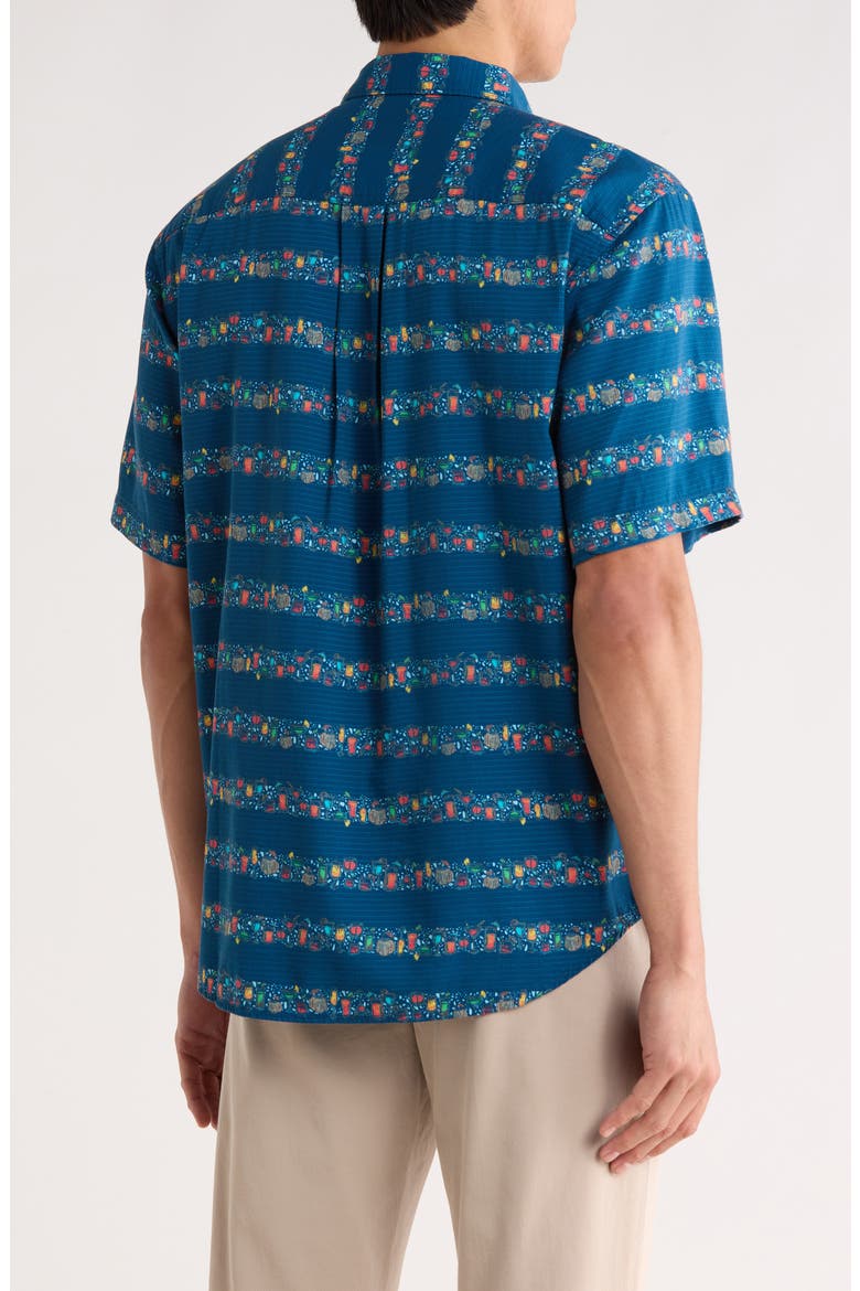 Tropical Drinks Short Sleeve Button-Up Shirt, Alternate, color, BERING BLUE