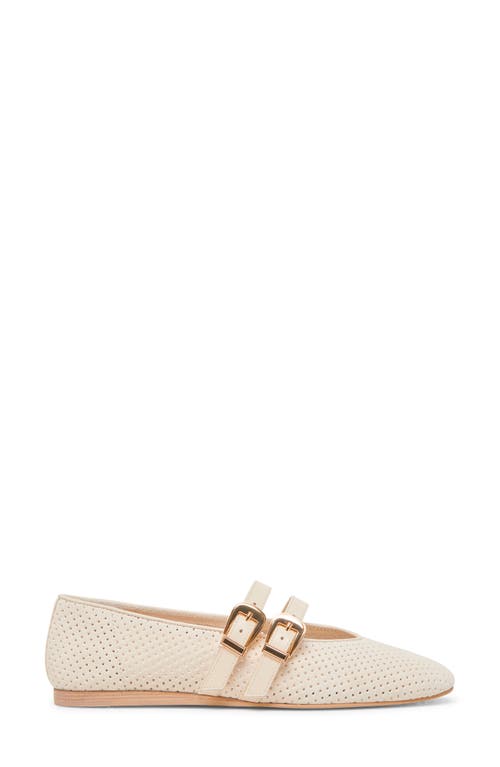 Dolce Vita Baylee Mary Jane Flat In Bone Perforated Suede