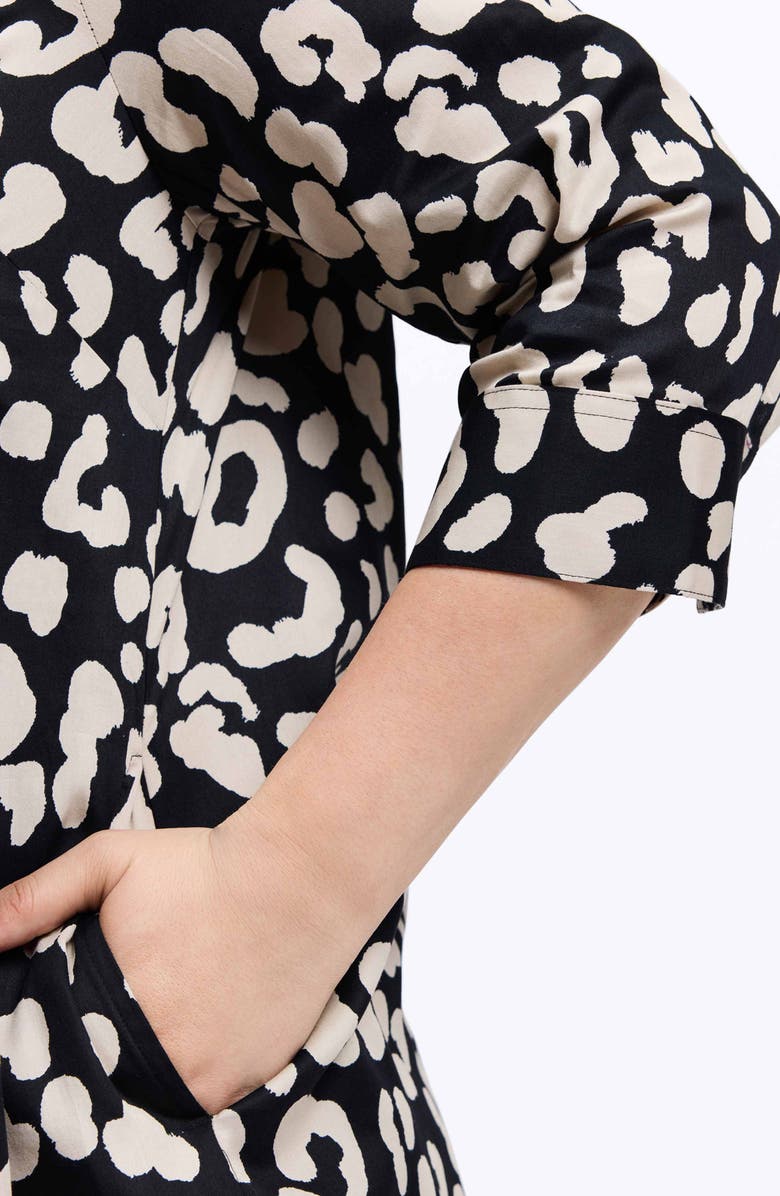 Foxcroft Sloane Animal Print Popover Shirtdress, Alternate, color, Gray