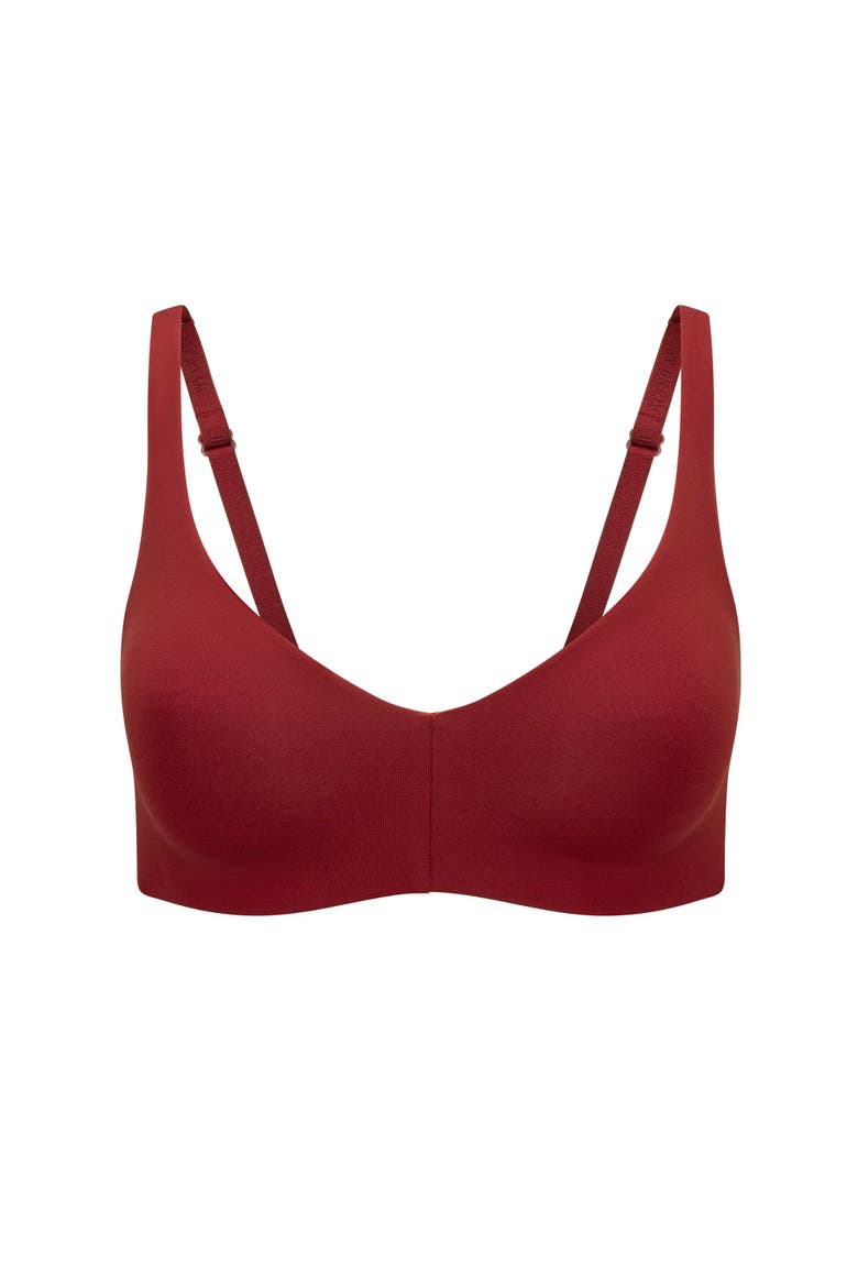 Solene Unlined Bralette Bra, Alternate, color, Dark red