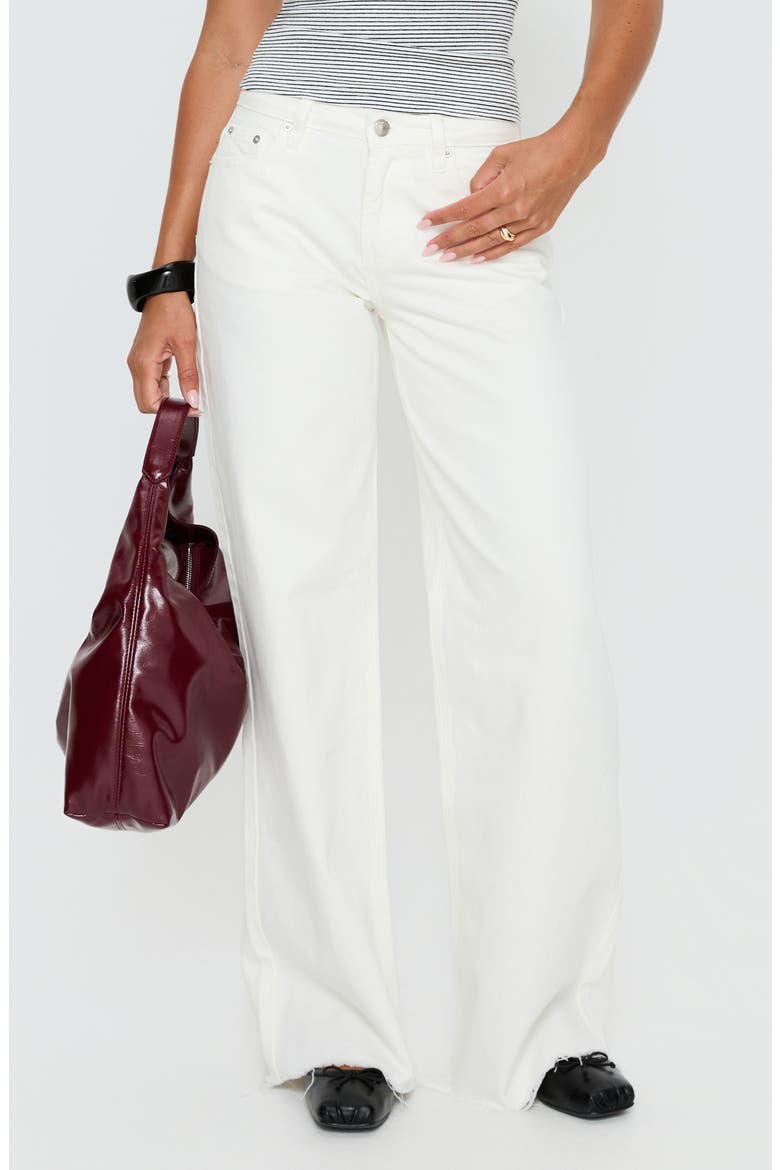 Darla Raw Hem Low Rise Straight Leg Jeans, Main, color, WHITE