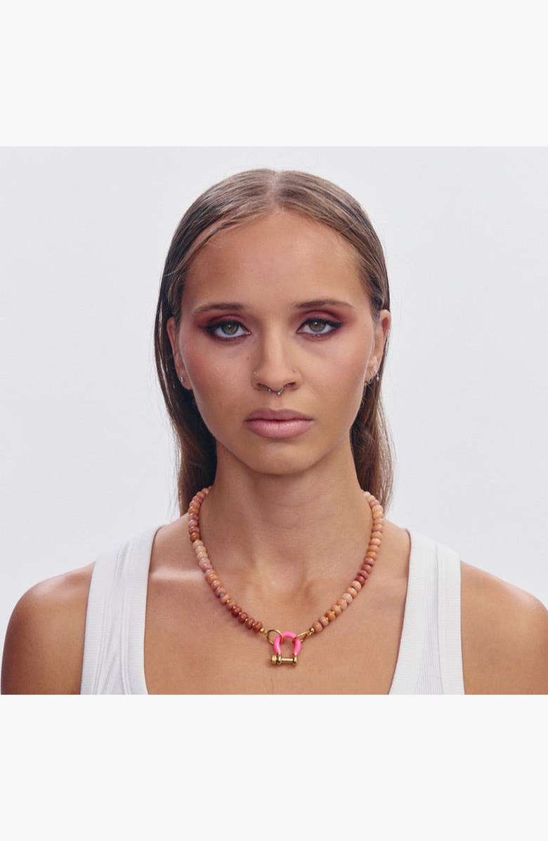 SHOP SPICY DAN Sadie Light Brown Quartz Gold Plated Necklace, Alternate, color, Light Brown