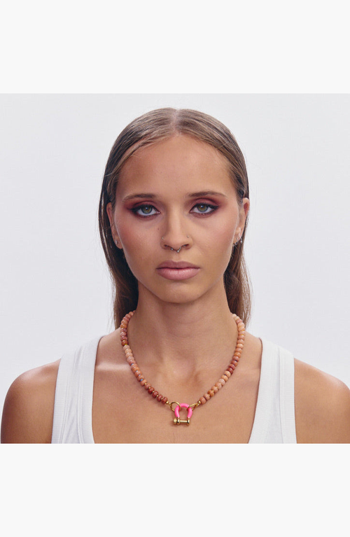 Shop Spicy Dan Sadie Light Brown Quartz Gold Plated Necklace In Brown