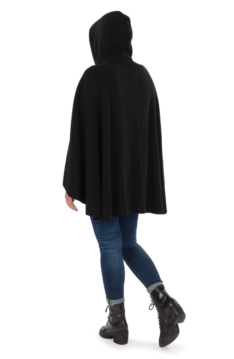 Patricia Nash Hooded Button Front Cape, Alternate, color, Black