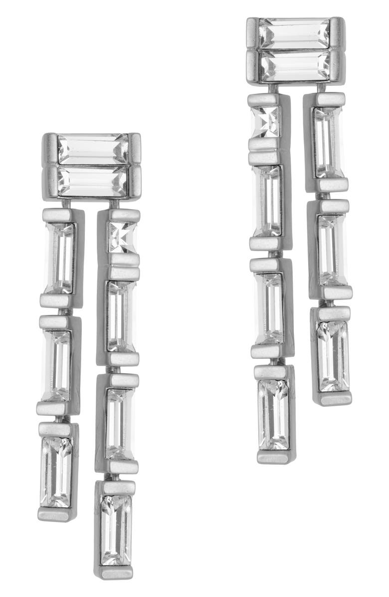 Reiss Livia Linear Crystal Drop Earrings, Alternate, color, Silver Tone / Clear Crystal