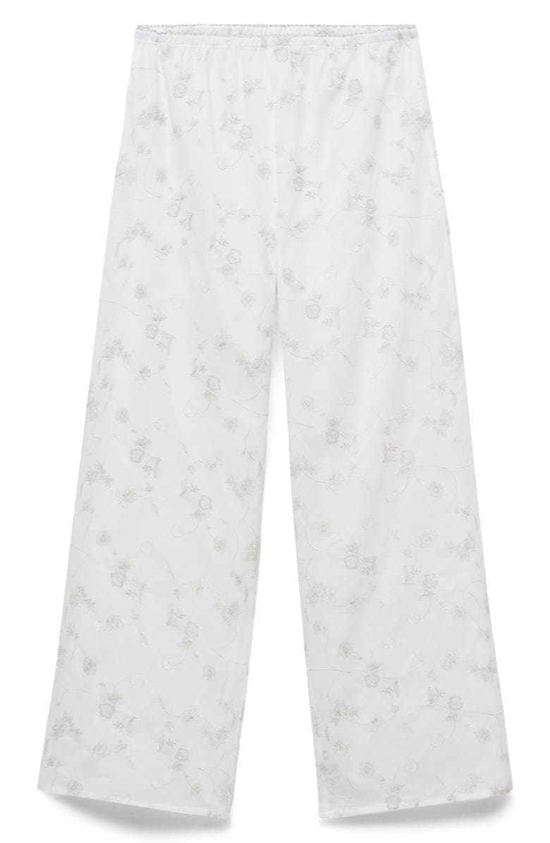 MANGO Floral Embroidered Pajama Pants, Alternate, color, 