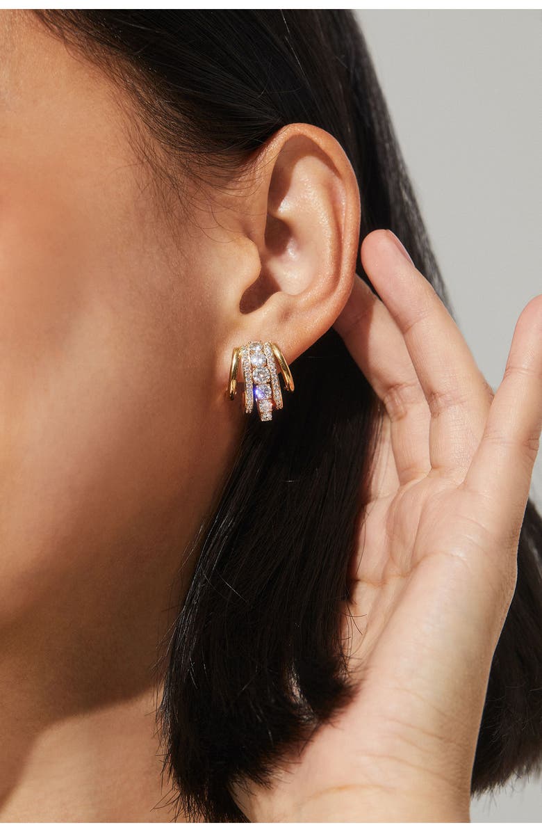 Nadri Cleo J Hoop Earrings, Alternate, color, Gold