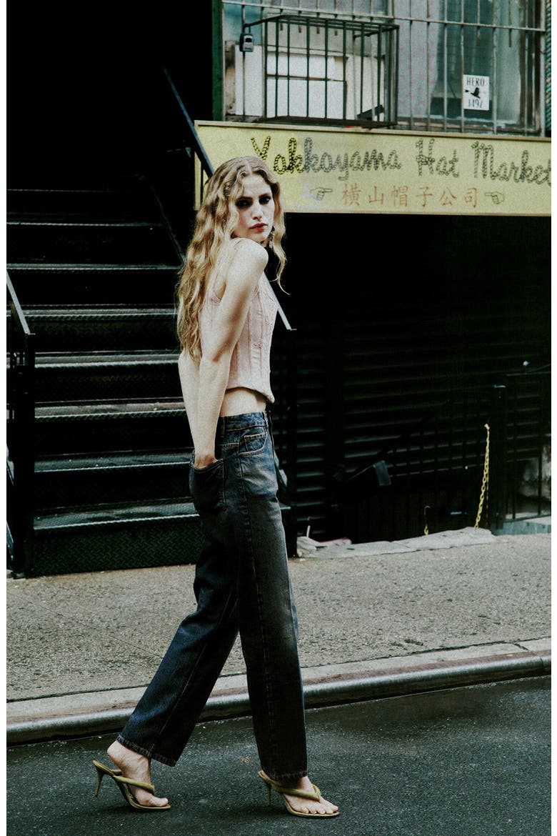 High Waist Straight Leg Jeans, Alternate, color, DARK VINTAGE BLUE