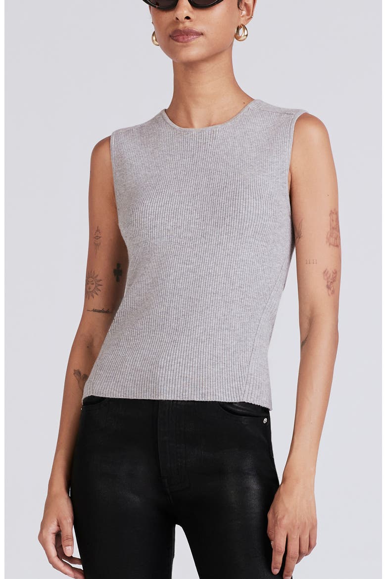 Ariana Rib Knit Muscle Tank Sweater, Alternate, color, MARL GREY