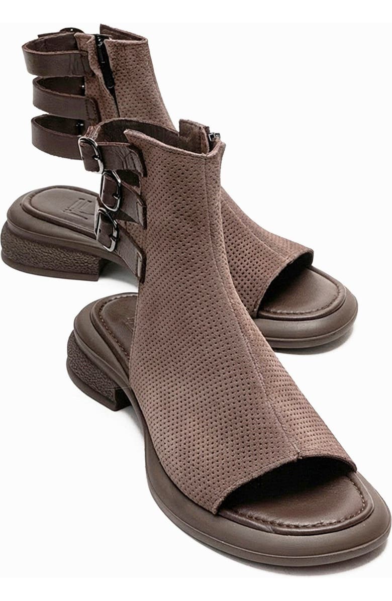 Forever & Always Shoes Carina Leather Side Zip Sandal, Main, color, Mink Suede