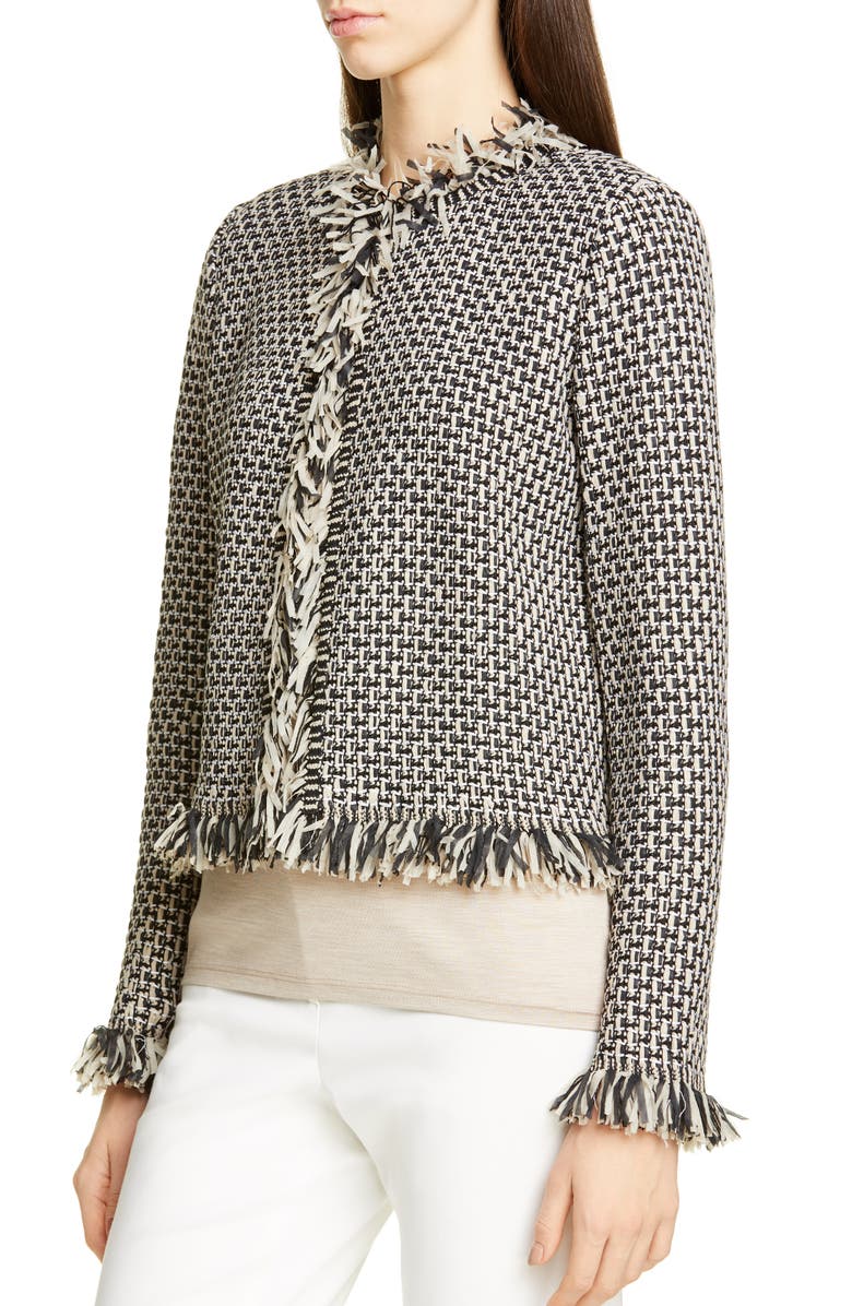 St. John Collection Artisanal Basket Inlay Jacquard Knit Jacket, Alternate, color,