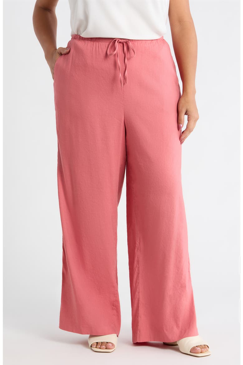Wide Leg Linen Blend Pants, Main, color, PINK CLAY