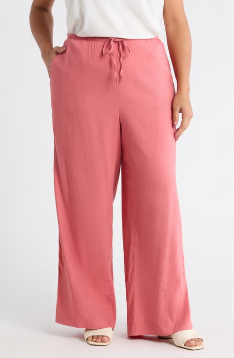 Wide Leg Linen Blend Pants