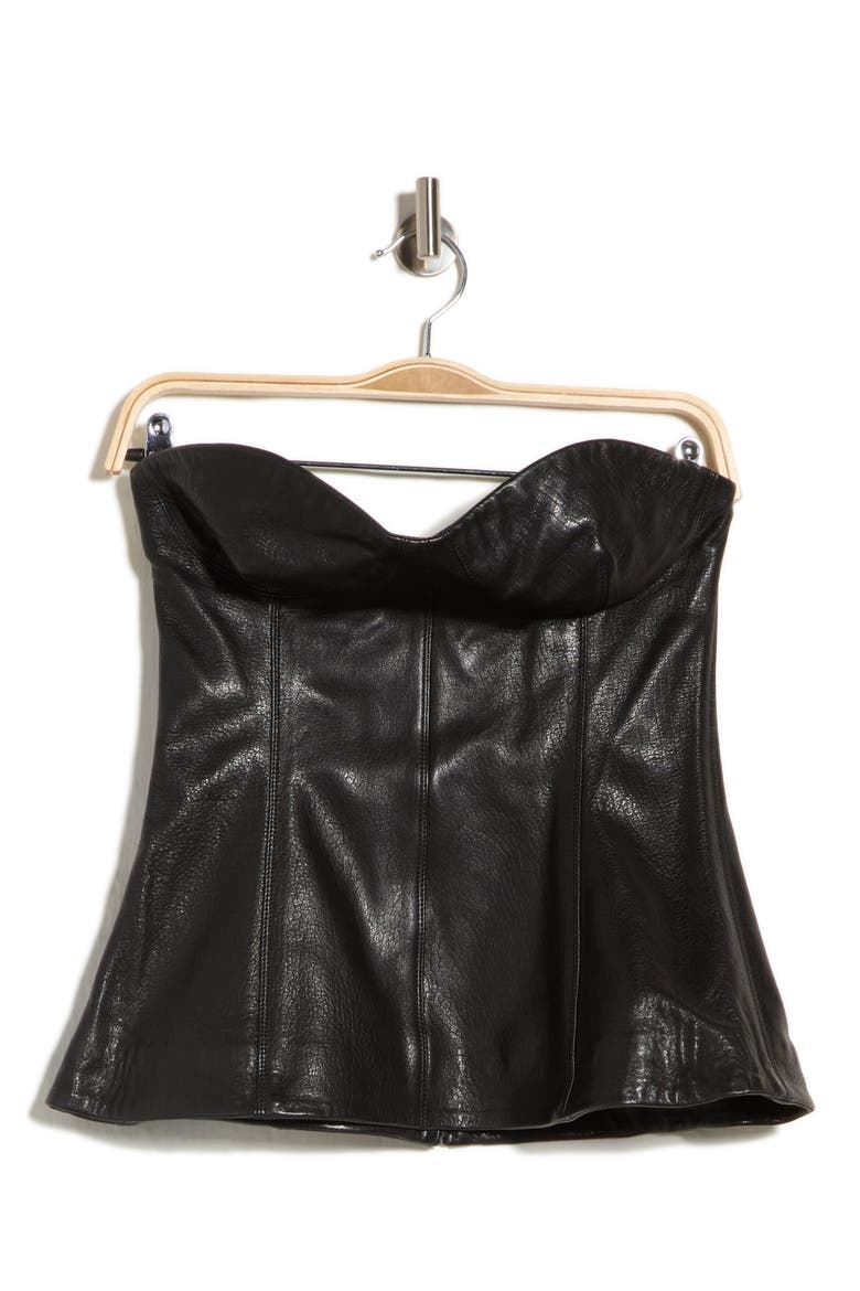 Tyla Leather Bustier Top, Alternate, color, BLACK