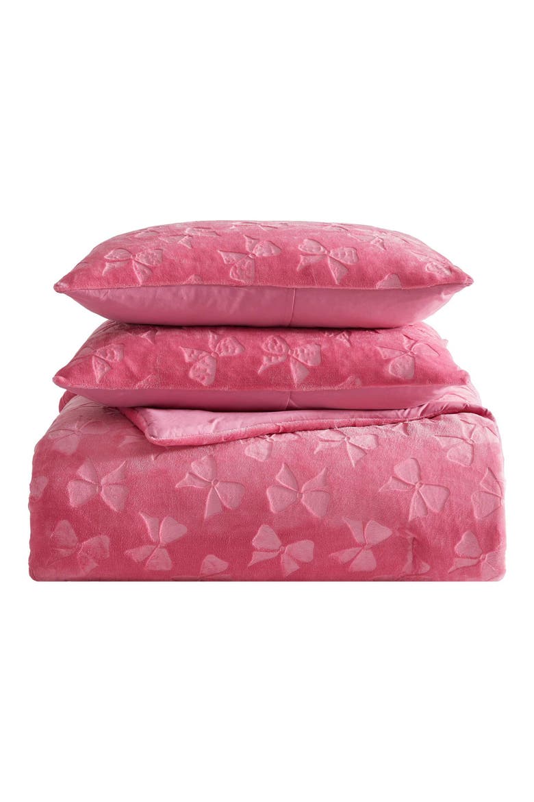 Flirty Bow Embossed Comforter & Sham Set, Main, color, PINK