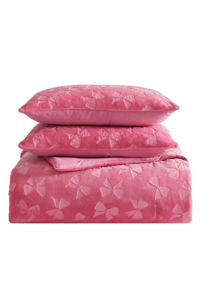 Betsey Johnson Flirty Bow Embossed Comforter & Sham Set, Main, color, Pink