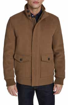 Cole Haan Signature Stand Collar Wool Blend Bomber Jacket