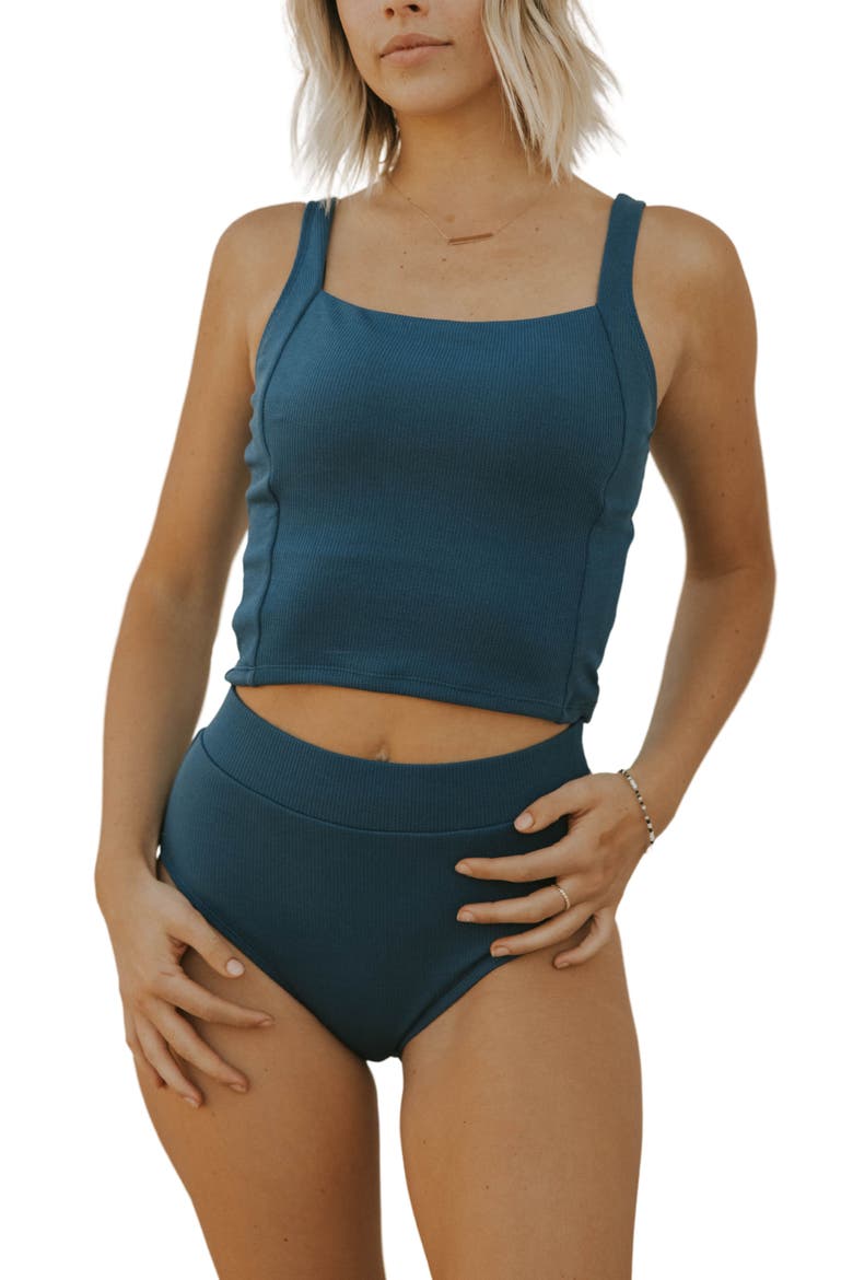 Laguna Square Neck Tankini Top, Main, color, Blue