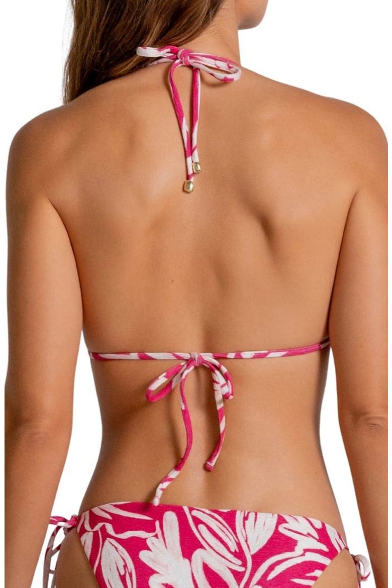 Beaded Embroidered Triangle Bikini Top, Alternate, color, RASPBERRY