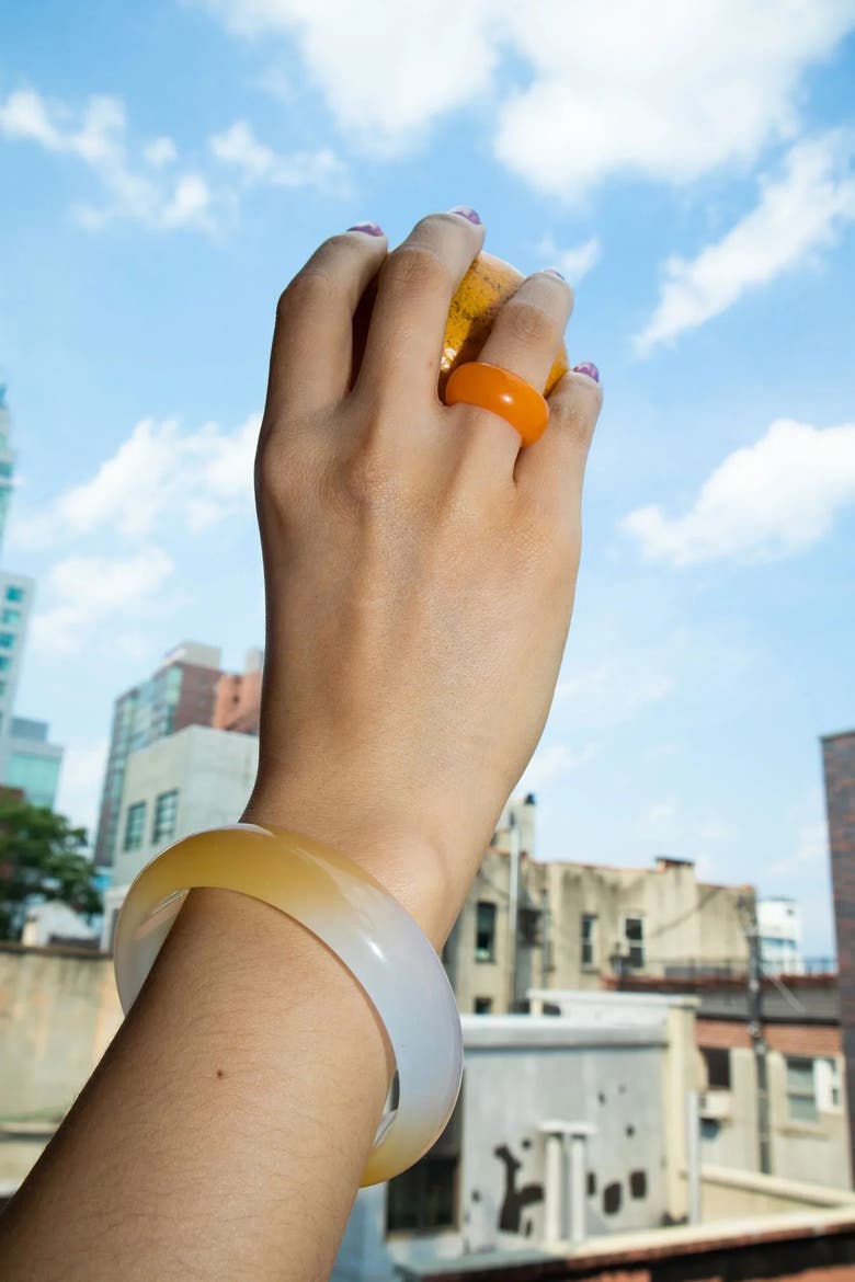 Mandarin Orange Hand-Cast Resin Ring, Alternate, color, Orange