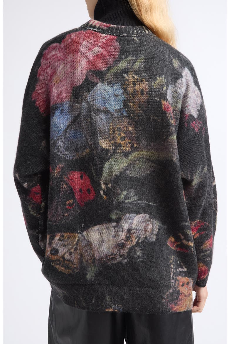 Oversized Cashmere Cardigan, Alternate, color, RED BLUE BLACK BUTTERFLY