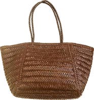 PINK HALEY Phoebe Handwoven Leather Tote in Brown - Brown