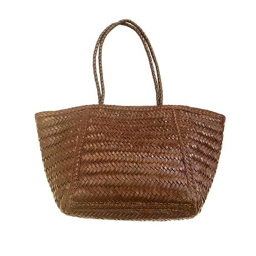 Pink Haley Phoebe Handwoven Leather Tote In Brown