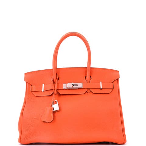 Birkin Handbag Orange Togo with Palladium Hardware 30