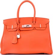 Pre-Owned Hermes Birkin Handbag Orange Togo with Palladium Hardware 30