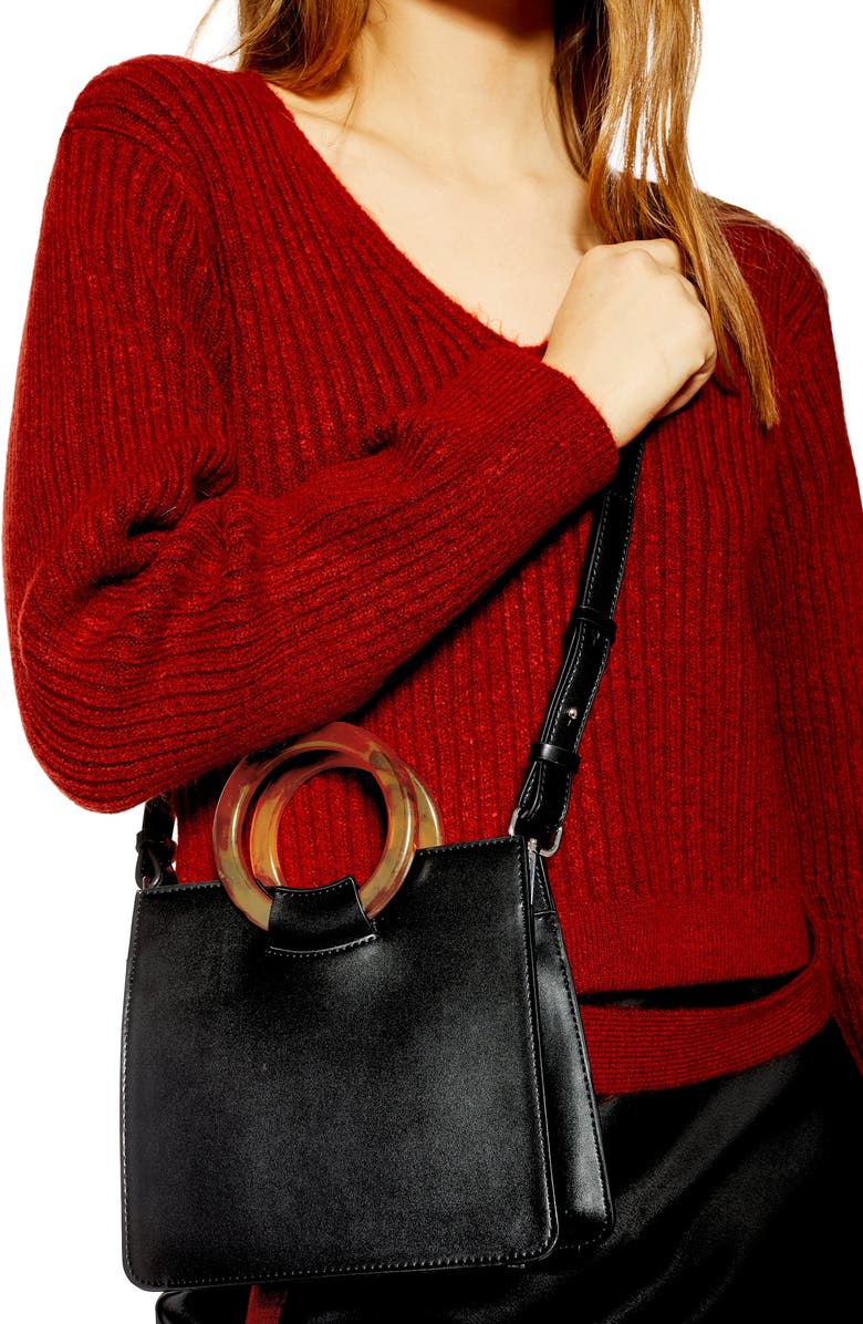 Topshop Mini Adele Faux Leather Top Handle Bag, Alternate, color,