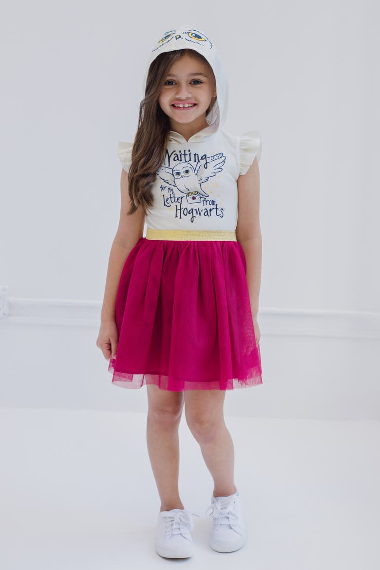 Hedwig Hooded Tutu Dress, Alternate, color, Burgundy Cream Hedwig