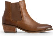 Velez Dark Leather Ankle Boots With Metallic Toe Cap
