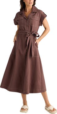 Brave+True Portia Cotton Blend Maxi Shirtdress