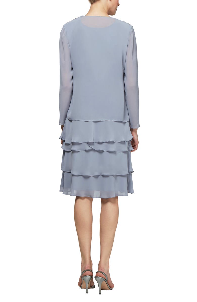 SL FASHIONS Beaded Accent Jacket & Tiered Dress 2-Piece Set, Alternate, color, Concrete