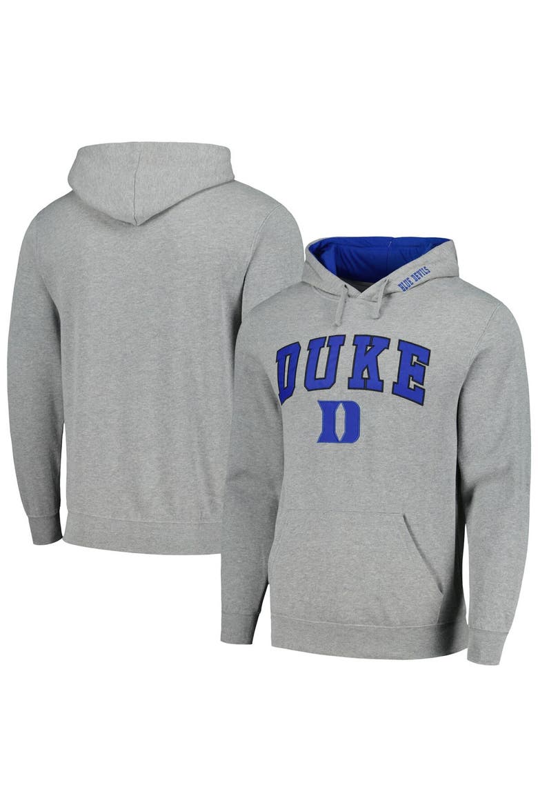 Men's Colosseum Heather Gray Duke Blue Devils Arch & Logo 3.0 Pullover Hoodie, Main, color, Charcoal