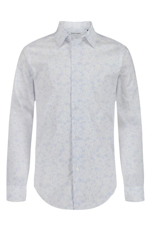 Kids' Dotted Floral Print Stretch Button-Up Shirt (Big Kid)
